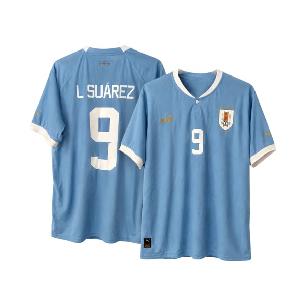 Uruguay Hjemmebanetrøje 2022/24 - Suarez 9 (XL) — produktfoto fra Retrotrøjer.dk