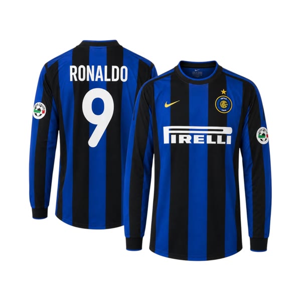 Inter Hjemmebanetrøje 2000/01 - Ronaldo 9 L/S (XL) — produktfoto fra Retrotrøjer.dk